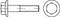 Technický výkres skrutky so šesťhrannou hlavou a závitovou stopkou, bočný a pohľad zhora.