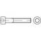 Technický výkres šesťhrannej skrutky z bočného a horného pohľadu, ktorý zobrazuje tvar a veľkosť skrutky.