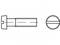 Technický výkres skrutky so štrbinovou hlavou, pohľad z boku a zhora.