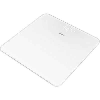 Digitálna osobná váha s bielym, minimalistickým dizajnom a LED displejom pre váženie na hladkom povrchu.