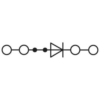 Symbolické znázornenie elektrickej schémy s kruhovými a trojuholníkovými symbolmi, ktoré pravdepodobne reprezentujú spínací systém.