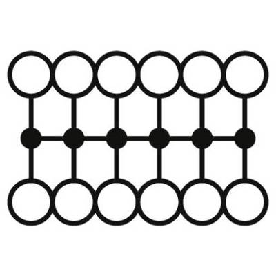 Diagram zobrazujúci prepojené sieťové rozhranie pozostáva z dvoch radov piatich kruhov, ktoré sú navzájom prepojené vertikálnymi a horizontálnymi líniami.