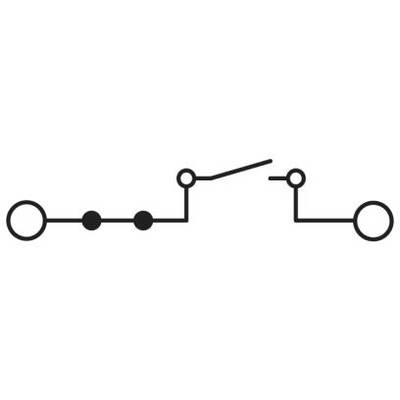 Diagram elektrického spínača s dvoma otvorenými a dvoma uzavretými kontaktmi.