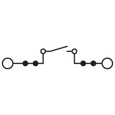 Elektrický spínací symbol pre dvojitý spínač v otvorenej polohe, znázornenie elektrického prerušenia.