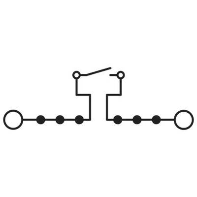 Elektrická schéma jednoduchého spínača, ktorý spája dva elektrické obvody.