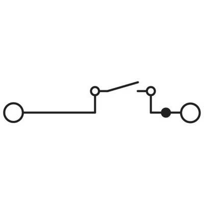 Elektrický schematický diagram znázorňuje dva otvorené a dva uzavreté spínače, prepojené vodičmi v elektrickom obvode.