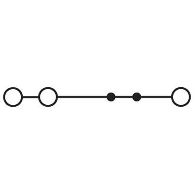 Diagram s piatimi kruhmi spojenými čiarami; tri veľké kruhy a dva malé kruhy v strede.