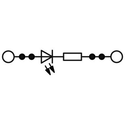 Elektronický schémový symbol s diódami, odporom a uzemnením.