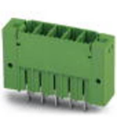 Zelený elektrický konektor s viacerými kolíkmi na montáž na dosku plošných spojov. Podstatný pre elektrické prepojenie komponentov.