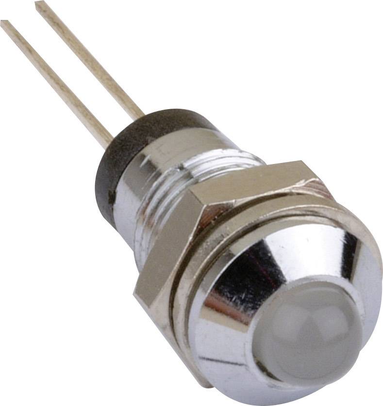 Kovový tlačidlový spínač s okrúhlym uzáverom a dvoma kovovými kolíkmi. Vhodný pre elektronické obvody.