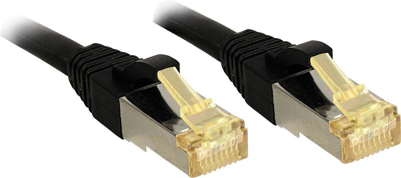 Dva čierne ethernetové káble s RJ45 konektormi, ktoré sa používajú na sieťové pripojenia.