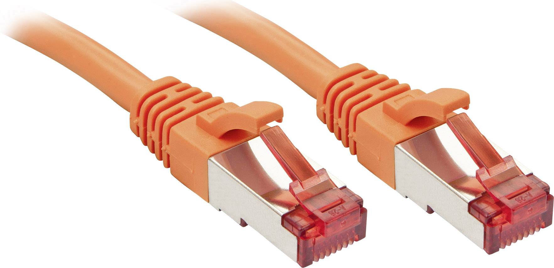Dva oranžové ethernetové káble s RJ45 konektormi vedľa seba, vhodné pre počítačové siete a internetové pripojenia v IT prostredí.