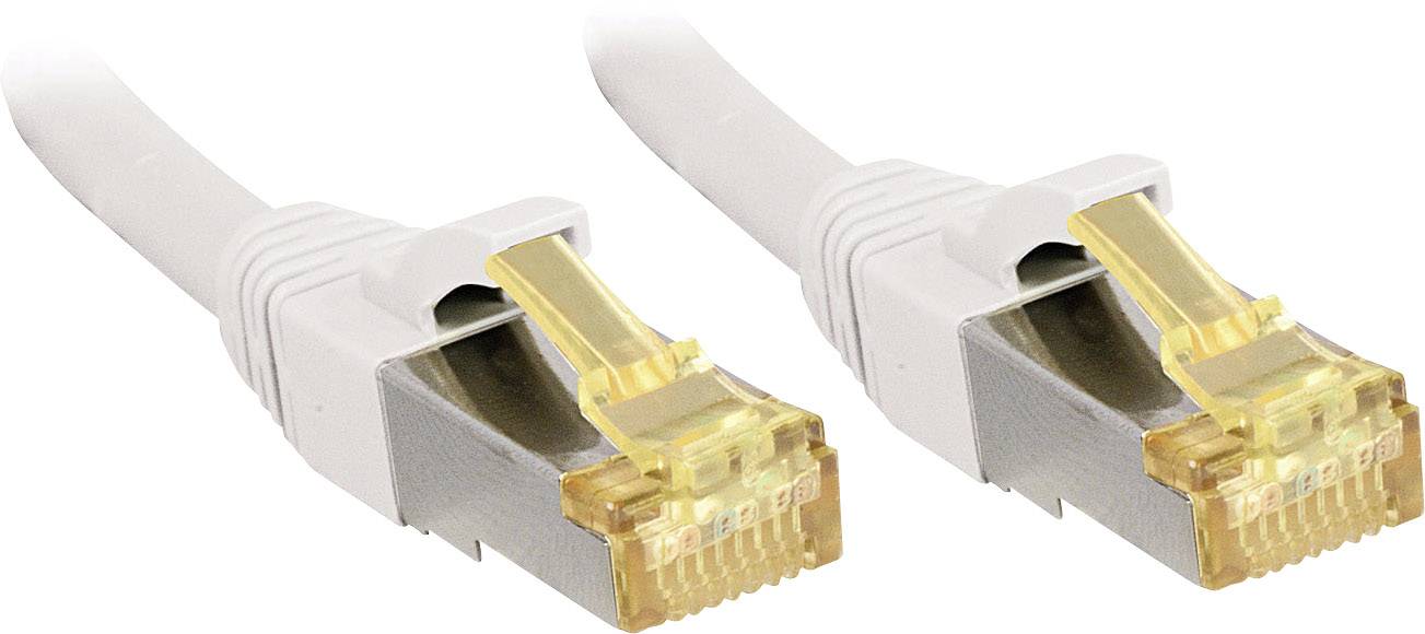 Dva žlté sieťové konektory RJ45 s sivými káblami vedľa seba.