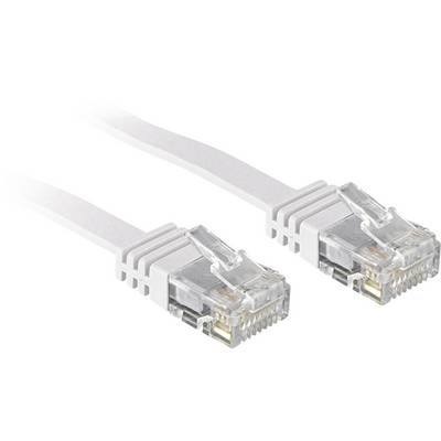 Dve biele ethernetové káble s priehľadnými konektormi ležia vedľa seba, pripravené na sieťové pripojenie.
