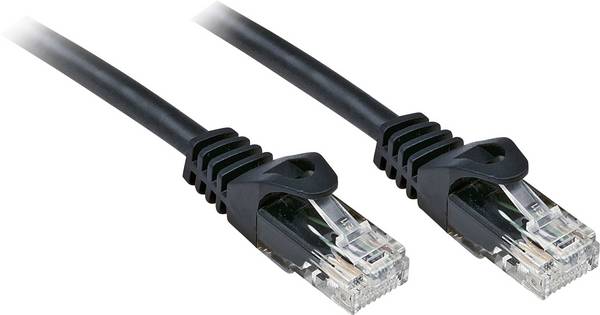 LINDY 48191 RJ45 sieťové káble, prepojovacie káble CAT 6 U/UTP 0.50 m čierna s ochranou 1 ks