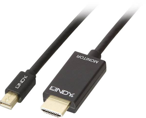 LINDY Mini-DisplayPort / HDMI káblový adaptér Mini DisplayPort konektory, Zástrčka HDMI-A 1.00 m čierna 36926  Kábel DisplayPort