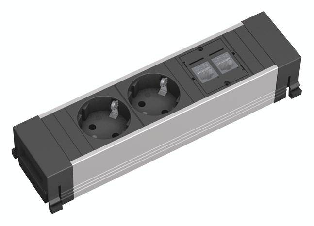 Bachmann 317.101 zásuvková lišta hliník, čierna DE schuko zástrčka/zásuvky