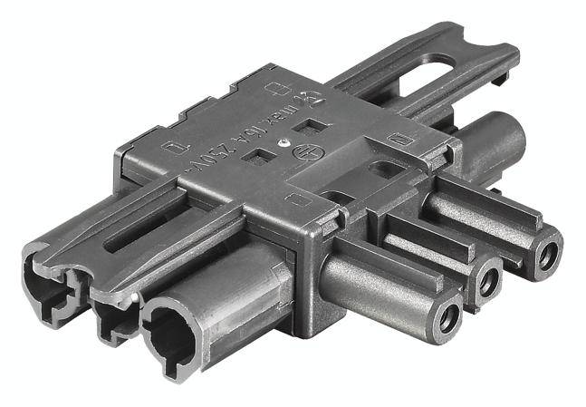 Blocco di distribuzione BACHMANN WIELAND GST18 1xIn/2xOut, piatto, nero