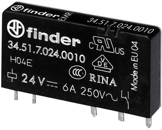 Finder 34.51.7.024.0310 Relè per PCB 24 V/DC 6 A 1 NA 1 pz.