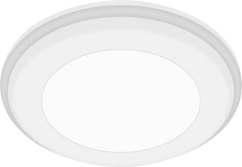 Okrúhle, biele stropné LED svietidlo s jednoduchým dizajnom, vhodné do moderných interiérov.