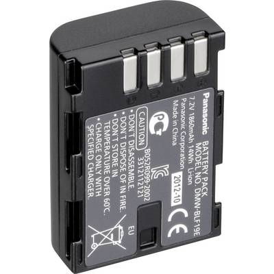 Dobíjateľná kamera batéria Panasonic s napätím 7,2V, 1860mAh. Obsahuje bezpečnostné upozornenia: nerozťahovať, nespaľovať.