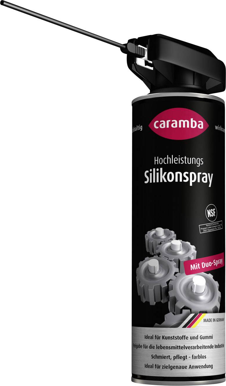 Vysoko výkonný silikónový sprej Caramba pre plasty a gumu. Obsahuje rozprašovač pre presné použitie.