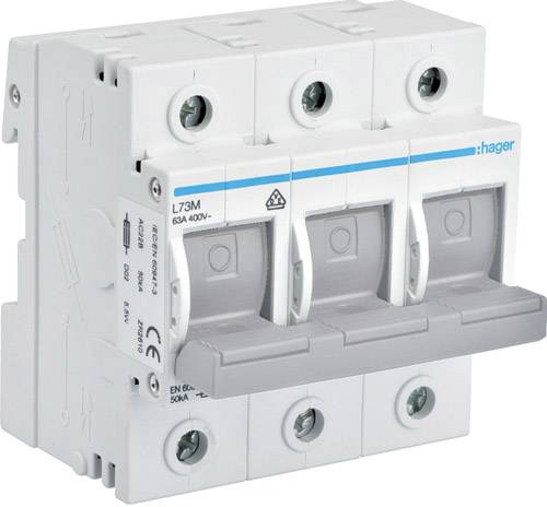 Hager L73M Sezionatore Misura fusibile = D02 3 poli 63 A 1 pz.