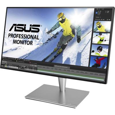 Počítačový monitor zobrazuje upravený obrázok lyžiara na zasneženom zjazdovom svahu, s nápisom 'ASUS Professional Monitor' v ľavom hornom rohu.