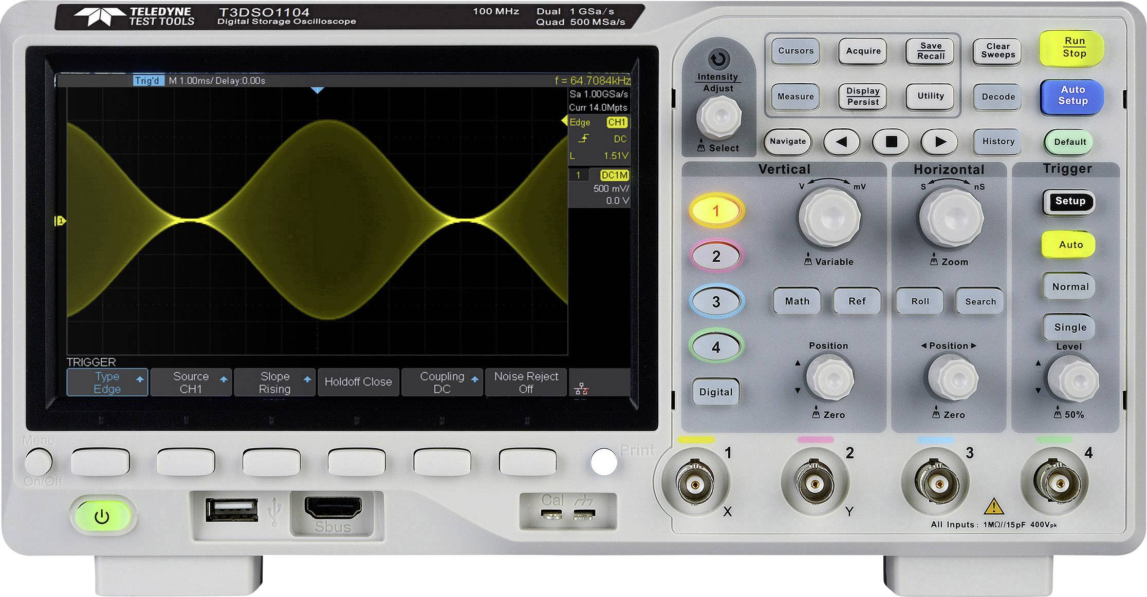 Teledyne LeCroy T3DSO1204 Oscilloscopio digitale 200 MHz 1 Gsa/s 14 Mpts 8 Bit Memoria digitale (DSO) 1 pz.