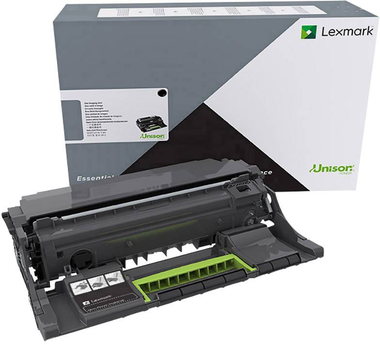 Tonerová kazeta a obal značky Lexmark. Na obale sú viditeľné informácie o produkte a logo.