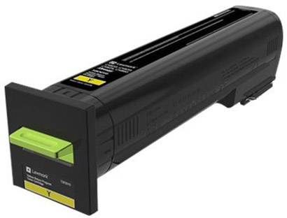 Tonerová kazeta pre tlačiareň, čierny cylindrický tvar so zeleným detailom, značka Lexmark, modelové označenie 'C792X1YG'.