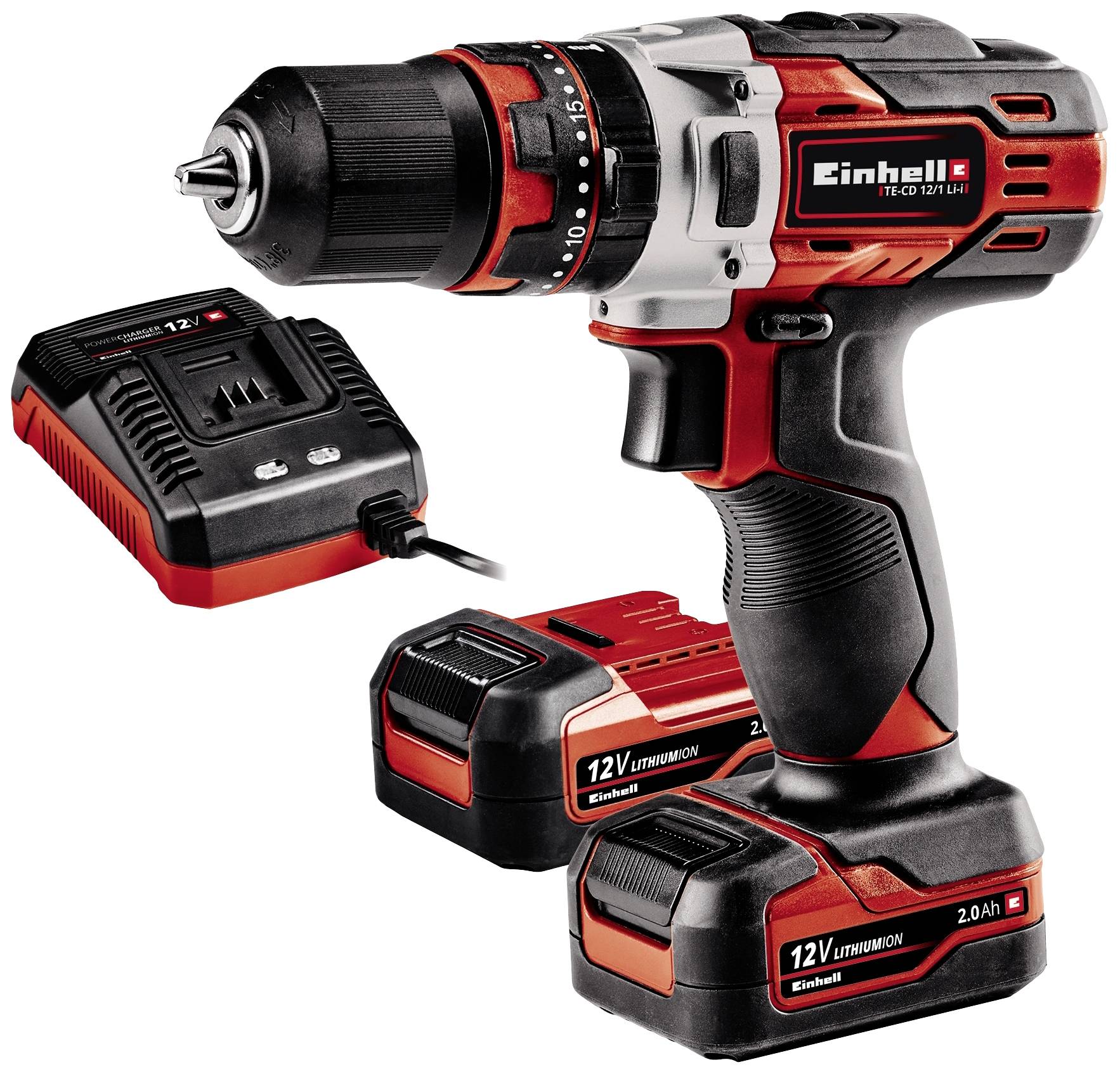 Einhell TE-CD 12/1 Li-i (2x2,0Ah) 2-växel-Slagborrmaskin batteri inkl. 2x batterier