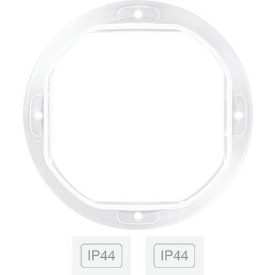 Transparentný, kruhový tesnací krúžok z plastu so štyrmi upevňovacími otvormi; pod ním nápis 'IP44'.