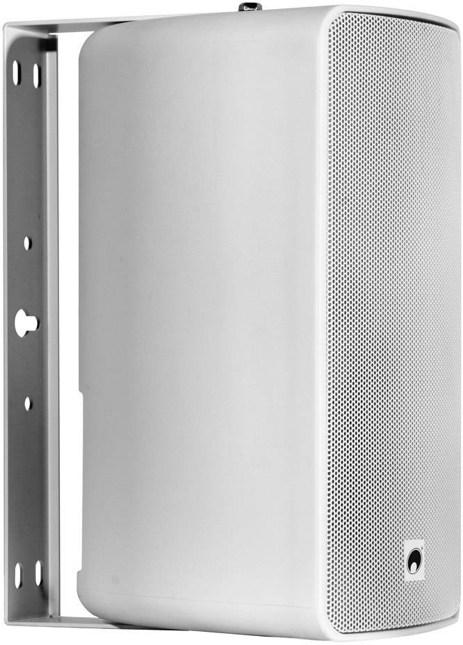 Strieborný stenový držiak s valcovým krytom, namontovaný na boku, vhodný pre reproduktory.