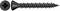 Čierna samoreznná skrutka so zápustnou hlavou a krížovým výrezom; vhodná pre drevené spoje alebo upevňovacie aplikácie.