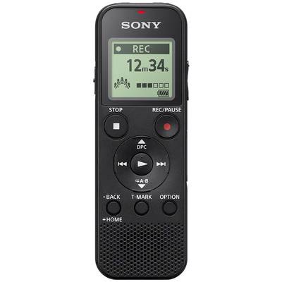 Digitálny diktafón s LCD displejom, zobrazuje dobu nahrávania a stav batérie. Tlačidlá pre nahrávanie, zastavenie, prehrávanie a navigáciu.