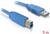 Modré USB kábel s USB-A a USB-B konektormi, dĺžky 5 metrov, zobrazený na bielom pozadí.