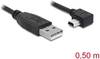 Delock USB kábel USB 2.0 USB-A zástrčka, USB Mini-B zástrčka 0.50 m čierna 82680