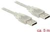 Delock USB kábel USB 2.0 USB-A zástrčka, USB-A zástrčka 5.00 m priehľadná s feritovým jadrom 83891