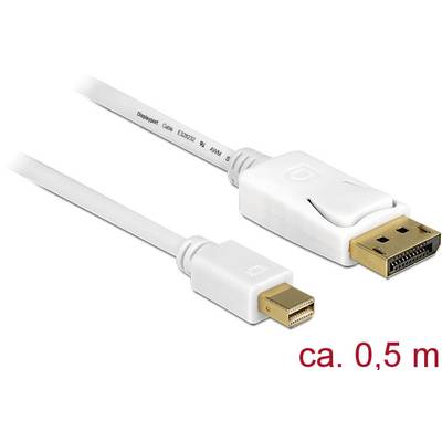 Delock Mini-DisplayPort / DisplayPort káblový adaptér Mini DisplayPort konektory, Konektor DisplayPort 0.50 m biela 8398