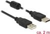 Delock USB kábel USB 2.0 USB-A zástrčka, USB-A zástrčka 2.00 m čierna s feritovým jadrom 84891