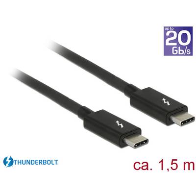 Delock USB prepojovací kábel Thunderbolt ™ (USB-C ®) zástrčka, Thunderbolt ™ (USB-C ®) zástrčka 1.50 m čierna 84846  Thu