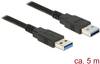 Delock USB kábel USB 3.2 Gen1 USB-A zástrčka, USB-A zástrčka 5.00 m čierna pozlátené kontakty 85064