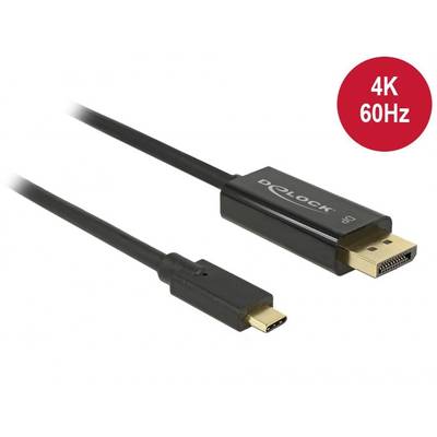 Delock USB-C® / DisplayPort káblový adaptér USB-C ® zástrčka, Konektor DisplayPort 1.00 m čierna 85255 pozlátené kontakt