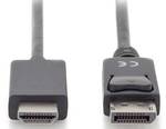 Adaptérový kábel DisplayPort, DP - HDMI typ A, 1 m, 4 K @ 60 Hz (Ultra HD), so zaistením, DP 1.2 / HDMI 2.0