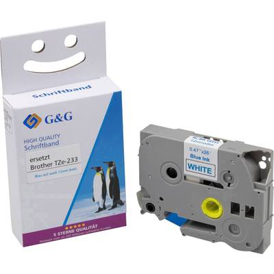 páska do štítkovača  G&G 15555 kompatibilná náhradný Brother TZe-233  Farba pásky: biela Farba písma: modrá 12 mm 8 m
