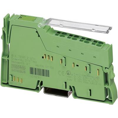 Zelený Phoenix Contact modul, model B IL TEMP 2 UTH. Elektronické svorky na meranie teploty, s katalógovým číslom 2727573.