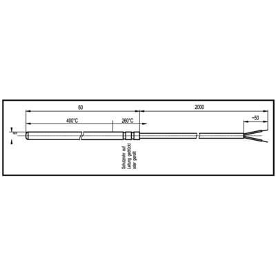 Enda K1-TC-J-6x60-2M K1-TC-J-6x60-2M teplotný senzor, J, -50 do 400 °C, Dĺžka kábla 2 m, šířka 6 mm