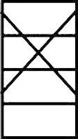 Obdĺžnik s diagonálnymi a horizontálnymi líniami, ktoré vytvárajú geometrický vzor.