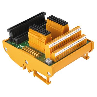 Elektronická súčiastka so žltými a čiernymi konektormi na doske plošných spojov. Vhodná pre použitie v priemyselných aplikáciách.